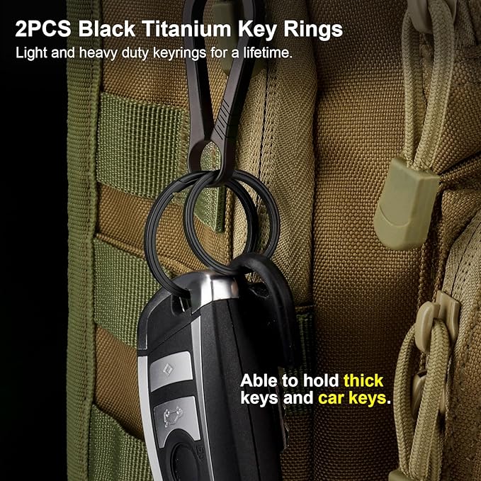 Titanium Key Rings Heavy Duty Side Push Split Key Chain Rings for Key Carabiner Quick Release Keychain Rings