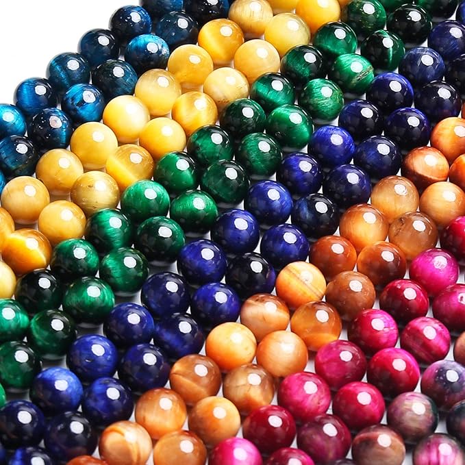 Natural Tricolor Tiger Eye Beads, Grade AAA Gemstone Round Loose Beads 10MM 40PCs Bulk Lot Options, Semi Precious Stone Beads for Jewelry Making