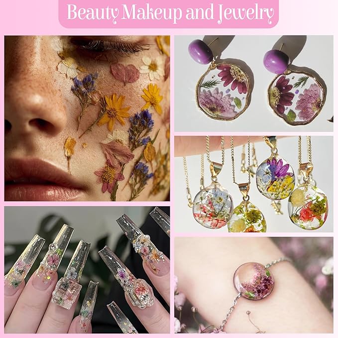 85Pcs Pink Dried Flowers for Crafts, Natural Pressed Flowers for Crafts Real Dried Pressed Flowers Dry Leaves for Resin, DIY Art, Scrapbook, Nails Decor, Jewelry, Candle & Soap Making, with Tweezers