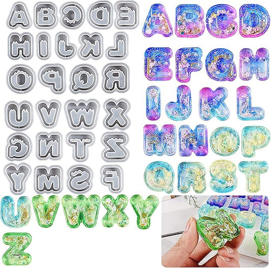 26 Pack Letter Candle Molds - Alphabet & Clay Molds for Resin Casting & Candle Making