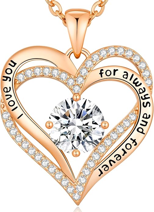 CDE Valentine's Day Gift Forever Love Heart Necklaces for Women, Wedding Anniversary, Birthday Mothers Christmas Day Gifts for Mom, Mother, Wife, S925 Silver Jewelry with Birthstone Pendant