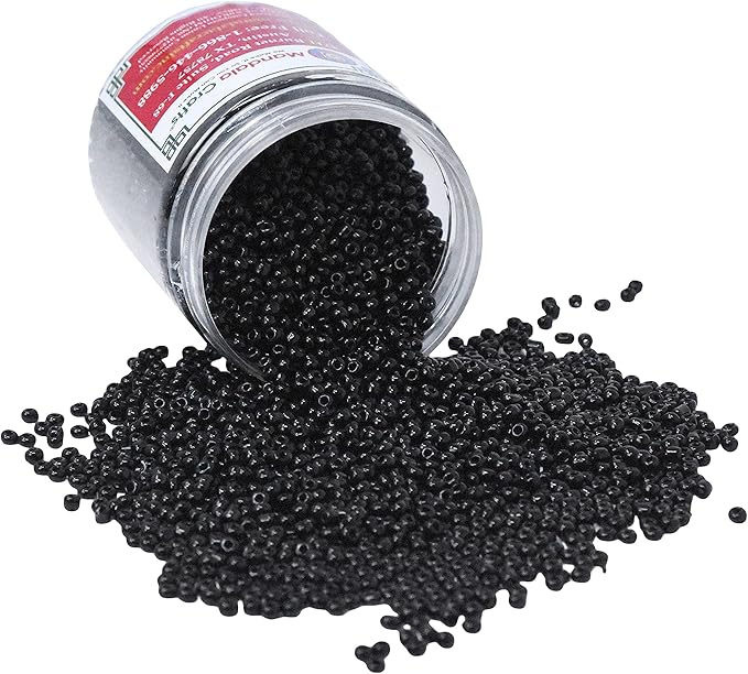 Mandala Crafts 11/0 Glass Seed Beads for Professional Beadwork, 13000 Black Glass Beads