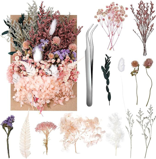 Real Dried Flowers, Natural Dry Flowers Mixed Natural Pressed Flowers Flores Secas Dried Florals for Crafts,Resin,Candle Making (Multicolor 2)