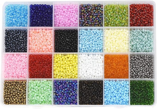 Mandala Crafts 8/0 Glass Seed Beads for Professional Beadwork, 9000 Pcs Multicolor Glass Beads