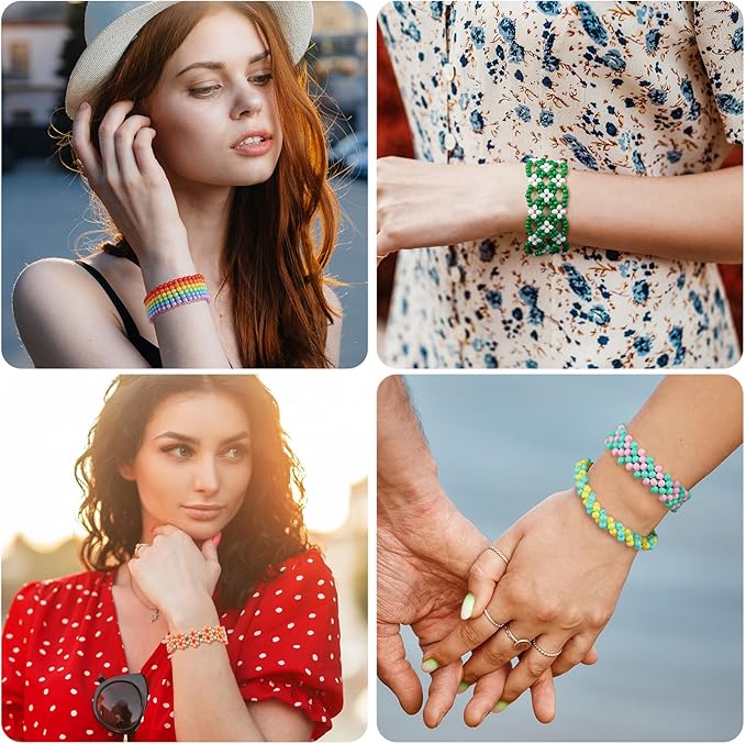 Funtopia 4mm Seed Beads for Jewelry Making, 39 Colors Uniform Small Beads for Bracelet Making Kit, 3900pcs Glass Seed Bead Kit with Instructions, Tiny Craft for DIY Art Jewelry Making