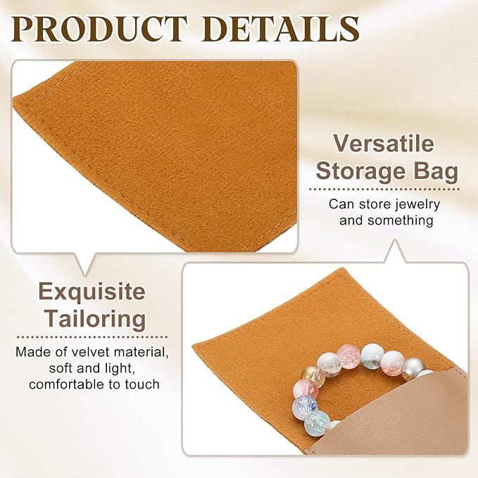 PATIKIL 20 Pack PU Leather Jewelry Pouch, 3" x 3" Envelope Style Jewelry Pouches for Bracelets Necklaces Earrings Rings, Small Luxury Bags for Wedding Candy Gift Storage, Coffee