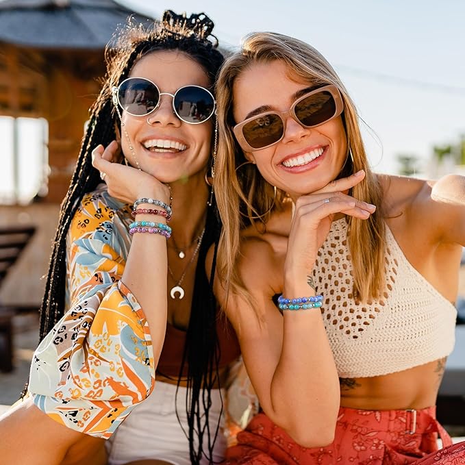 6mm Glass Beads for Jewelry Making, 1396pcs Ink Patterns Crystal Beads for Bracelets, Funtopia 34 Colors Round Glass Beads Kits for Necklace DIY Earrings Crafts with Spacer Beads and Charms