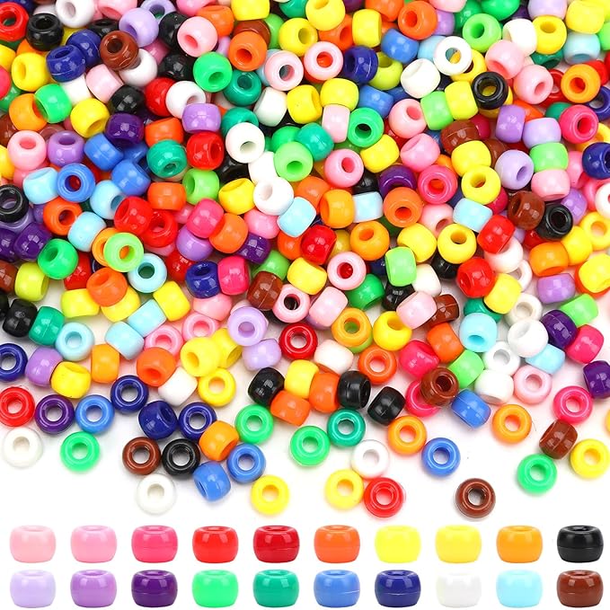 UPINS 1200pcs Multi-Colored Beads Plastic Beads for Party Decoration Supplies