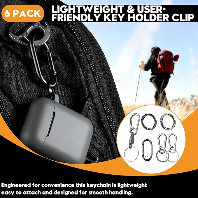Keychain Clip, 6 Pack Key Chain Hooks with Key Rings Holder, Metal Key Organizer for Car Home Keys Men Women