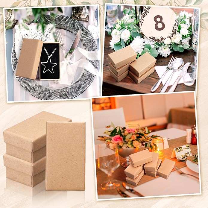 Tenceur 100 Pcs Valentines Jewelry Gift Boxes Bulk Kraft Jewelry Cardboard Box for Necklace Earring Bracelet Storage Package