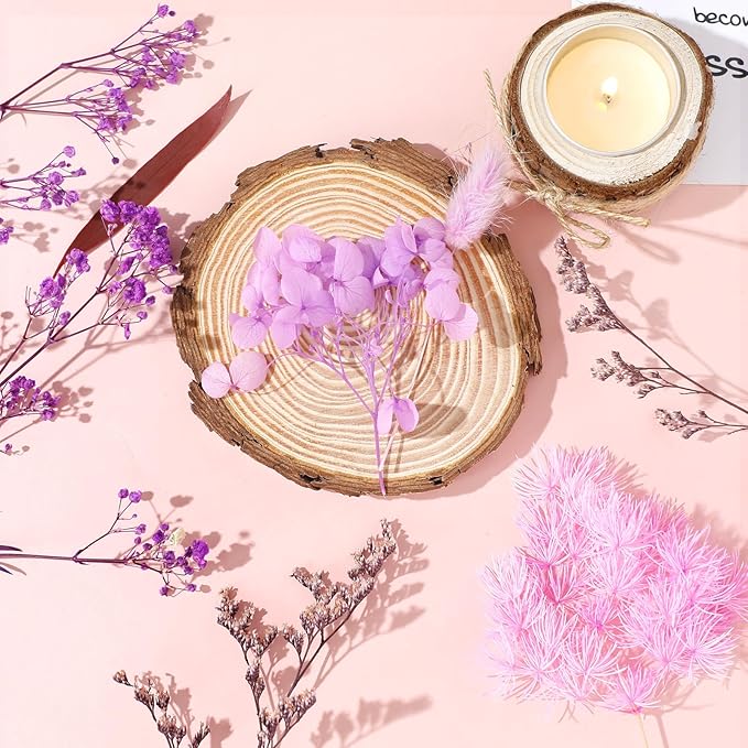 Real Dried Flowers, Natural Dry Flowers Mixed Natural Pressed Flowers Flores Secas Dried Florals for Crafts,Resin,Candle Making (Purple)