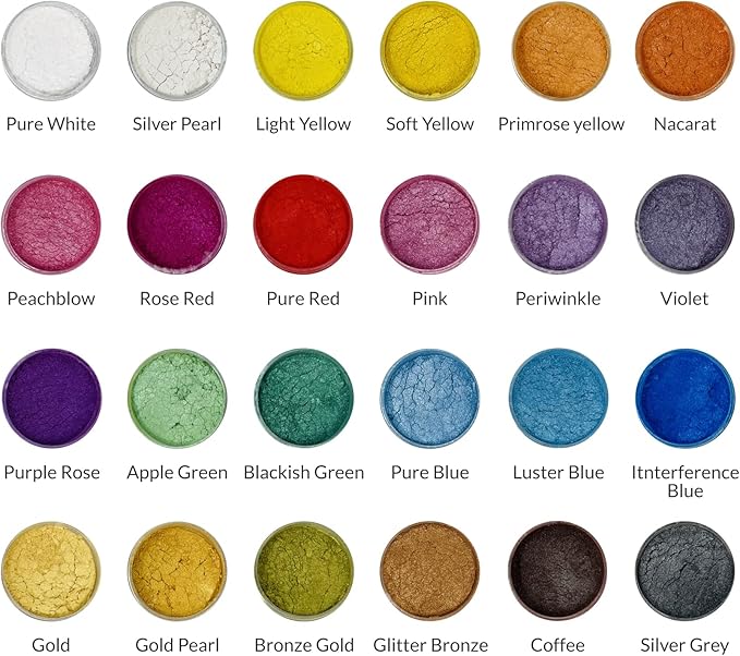 HIPPIE CRAFTER Mica Powder - Pigment Powder for Epoxy Resin, Resin Color Pigment, 24 Pastel Colors Mica Set for Epoxy Art, Acrylic Paint, Craft Projects, and DIY Décor