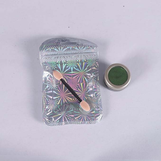 Laza Chrome Nail Powder Mirror Effect Metallic Dust Holographic Glitter Glazed Manicure Decoration Reflective Pigment for DIY Gel Polish Nail Art, Resin Craft, Gifts - Green