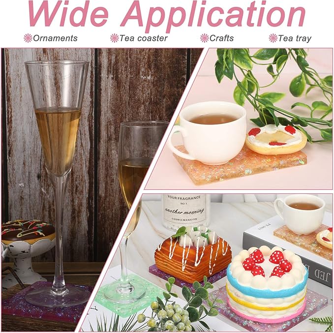 Patelai 6 Sizes Silicone Coaster Resin Molds Kit Square Rectangular Coaster Epoxy Resin Molds Rectangle Deep Tray Casting Mold for DIY Flower Bouquet Preservation Cup Mat Home Decoration