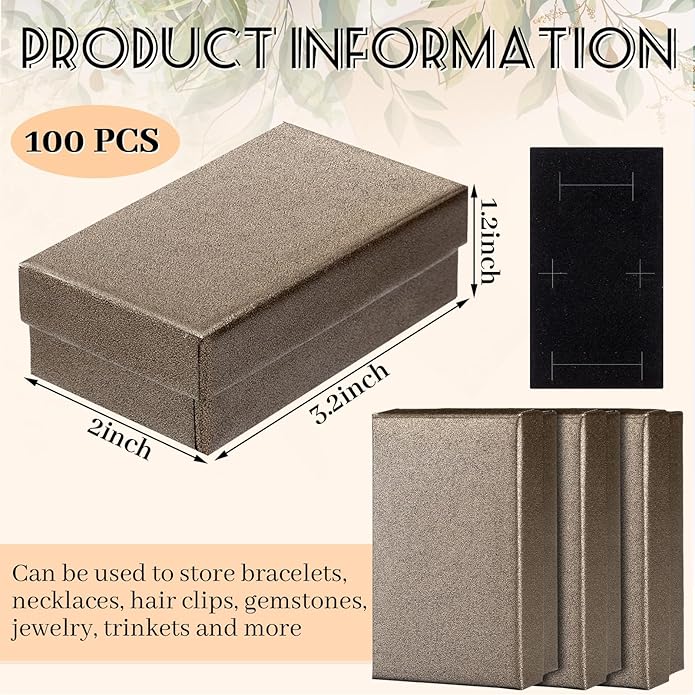 Tenceur 100 Pcs Valentines Jewelry Gift Boxes Bulk Kraft Jewelry Cardboard Box for Necklace Earring Bracelet Storage Package