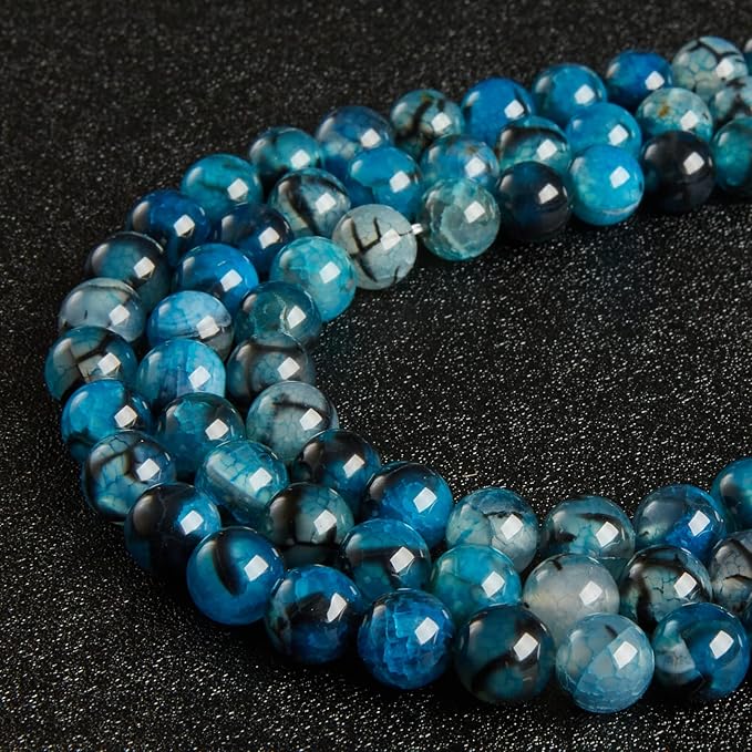 100pcs 6mm Blue Dragon Vein Agate Beads Natural Gemstone Beads Round Loose Beads for Jewelry Making