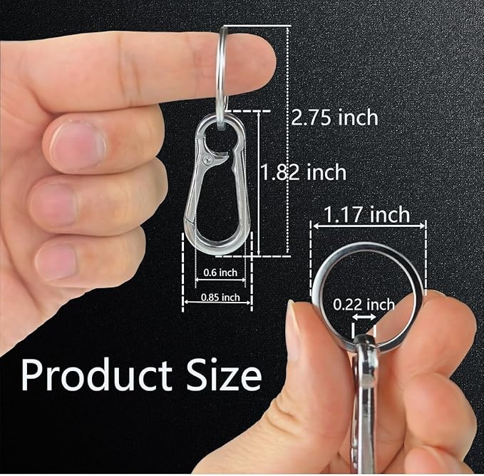 Keychain Clip Bulk with Key Ring, Heavy Duty Key Chain Holder with Stainless Steel Ring, Durable Metal Keychains