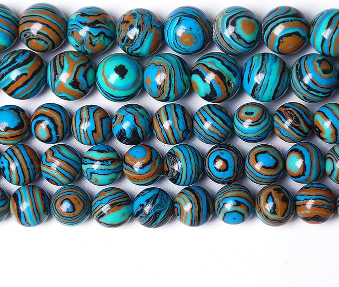 48PCS 8mm Natural Blue Malachite Stone Beads Round Loose Gemstone Beads for Jewelry Making DIY Bracelet Necklace 15 Inch,Energy Stone Healing Power