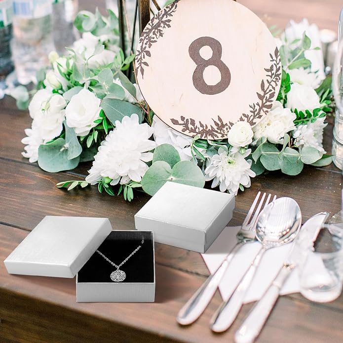 Tenceur 100 Pcs Valentines Jewelry Gift Boxes Bulk Kraft Jewelry Cardboard Box for Necklace Earring Bracelet Storage Package