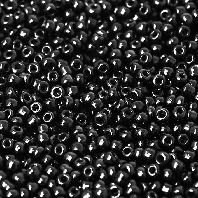 Mandala Crafts 11/0 Glass Seed Beads for Professional Beadwork, 13000 Black Glass Beads