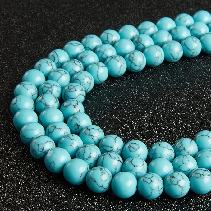 100pcs 6mm Blue Turquoise Beads Natural Gemstone Beads Round Loose Beads for Jewelry Making