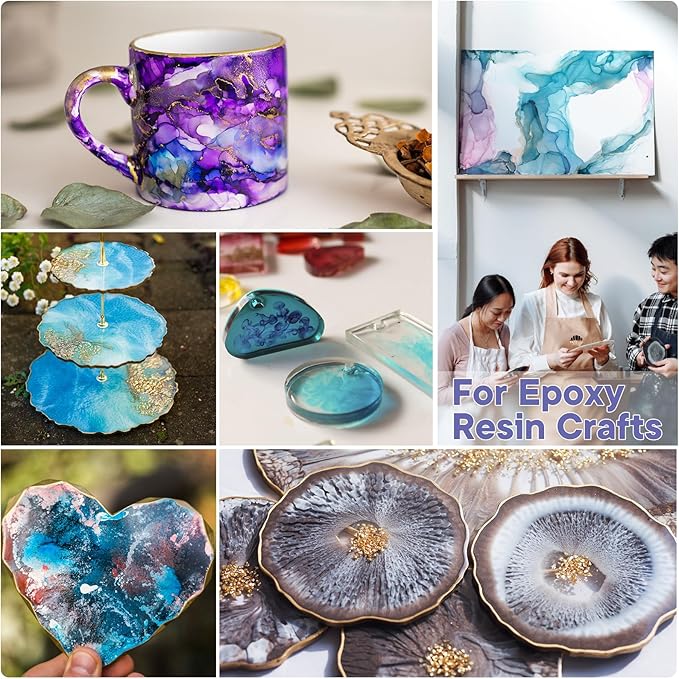 CHEAPART Alcohol Ink Set 24 Vibrant Colors Resin Dye High Concentrated Fast Drying Alcohol Based Epoxy Resin Pigment Resin Art Tumblers Coaster Acrylic Fluid Painting Crafts (24x10ml/0.35 fl oz)