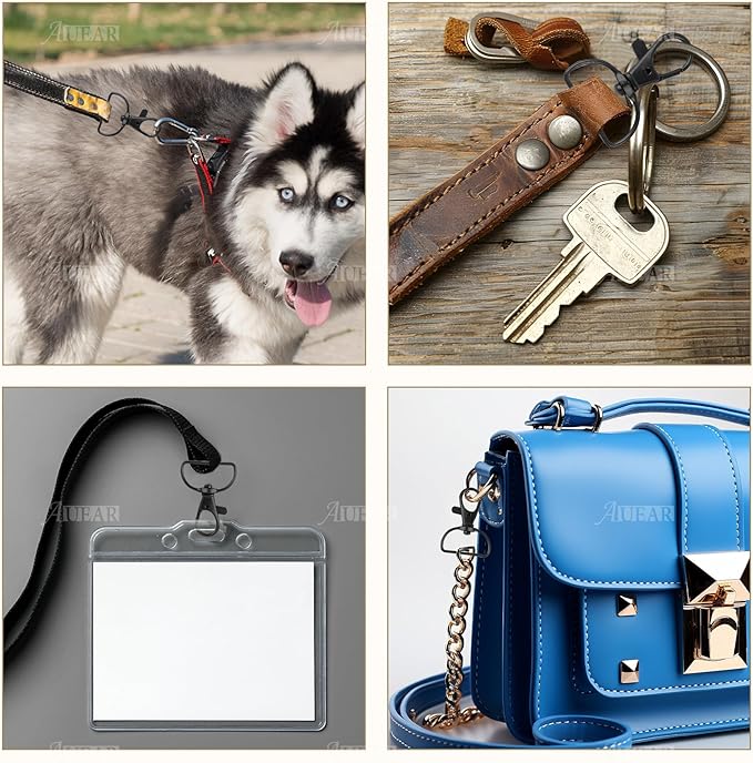 AUEAR, 20 Pack Swivel Clasps Lanyard Snap Hooks Keychain Clips Hardware Lobster Claw Clasp (Black)