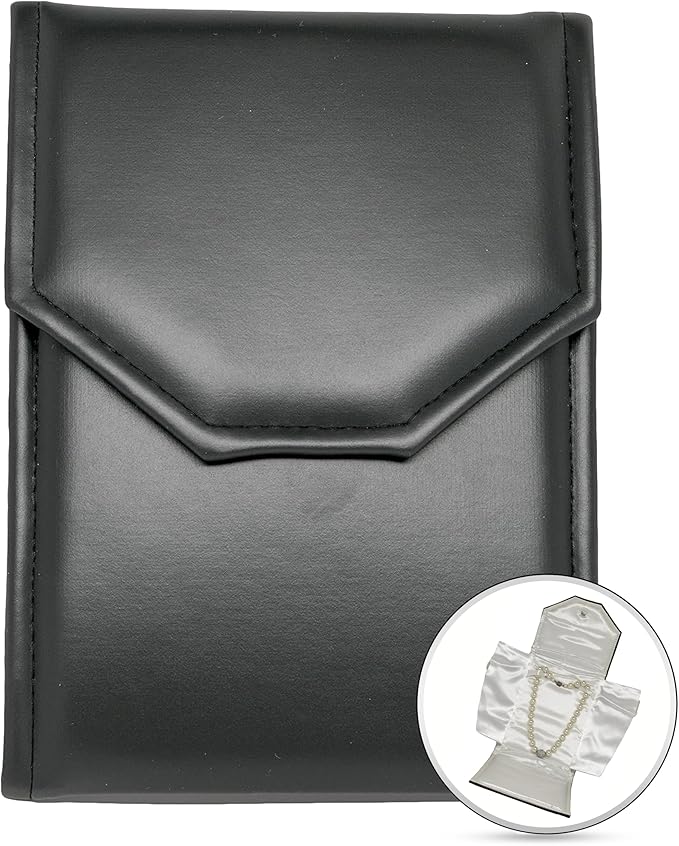 Novel Box Necklace Display Pearl Folder 7x5 inch Small Travel Jewelry Case - Wedding Jewelry Storage Holder with Smooth Finish - Jewelry Organizer Necklace Box - Black/White Stitched