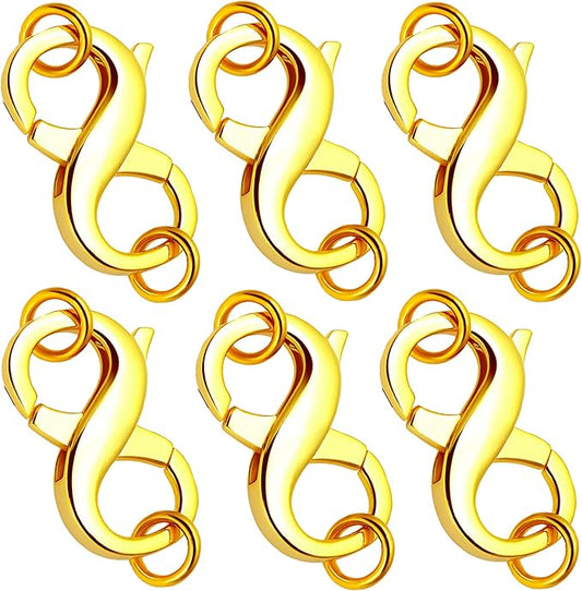 Dailyacc Double Opening Lobster Clasp 316 Stainless Steel Silver and Gold Pleted Necklace Bracelet Extender Clasps and Closures for DIY Jewelry (Gold 6Pcs, 12mm × 6mm)