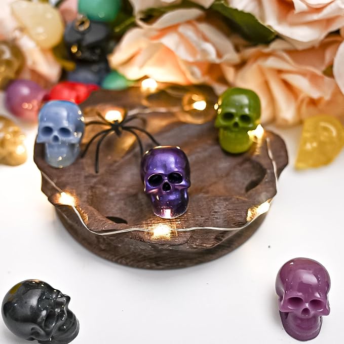 10 PCS Mini Skull Resin Molds, Halloween Silicone Molds for Epoxy Resin Casting Arts Crafts, Little Skull Mold for Keychain Bracelet Earrings Jewelry Cute Candle String Lights Making Halloween Decor