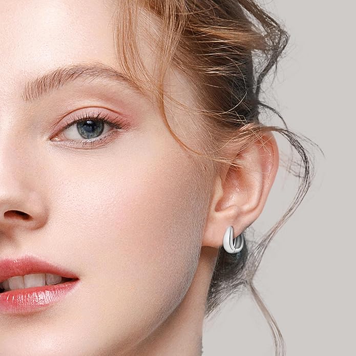 6 Pairs Small Gold Huggie Hoop Earrings for Women, 14K Gold Plated Cartilage Piercings Hoop Earrings Hypoallergenic, Trendy Lightweight Chunky Hoops Set for Women Gifts.