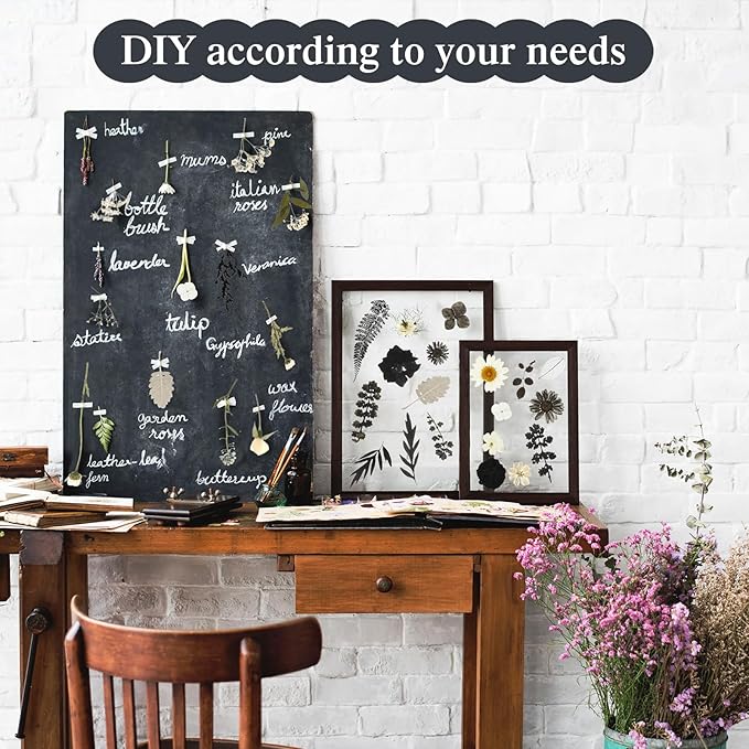 Nuanchu 167 Pcs Real Dried Pressed Flowers Natural Dried Flowers Colorful Daisy Mixed Wildflowers Leave for DIY Candle Resin Nails Jewelry Pendant Crafts Floral Art(Black White,Vintage Style)