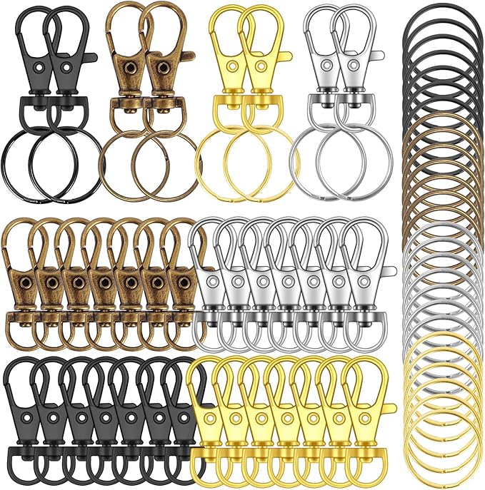 120PCS Premium Swivel Lanyard Snap Hook with Key Rings, Metal Keychain Hooks for Jewelry Making, Crafts (Multicolor)