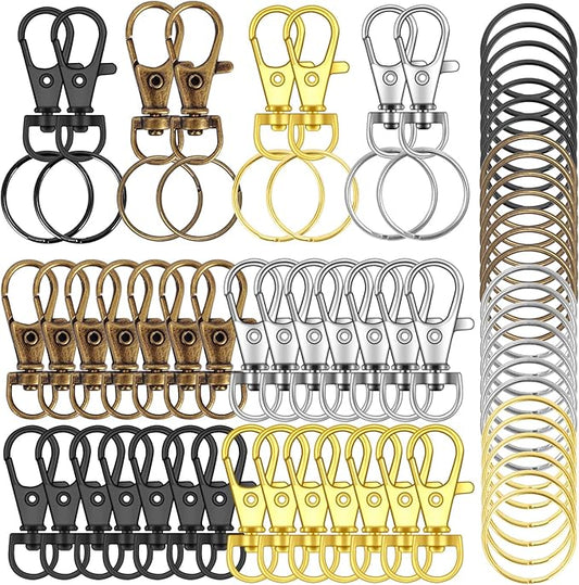 120PCS Premium Swivel Lanyard Snap Hook with Key Rings, Metal Keychain Hooks for Jewelry Making, Crafts (Multicolor)
