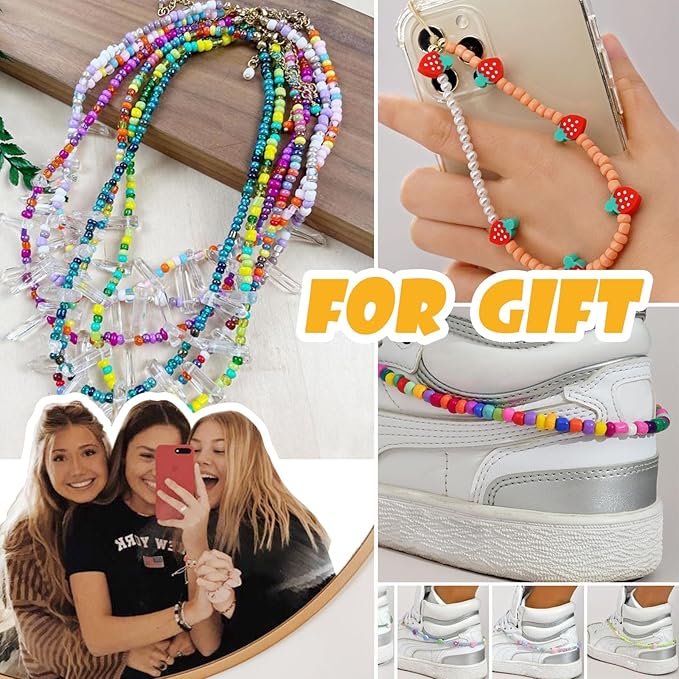 Efivs Arts 6720pcs 48 Colors 4mm Glass Seed Beads Kit with Tools and Accessories for DIY Jewelry Crafts