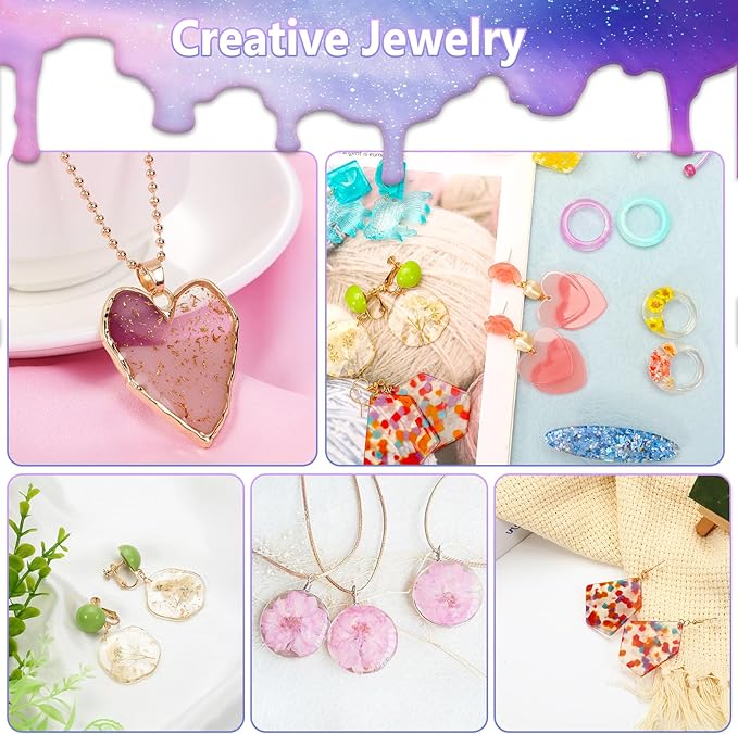 KISREL UV Resin Jewelry Making Kit, 300g Crystal Clear Resin with Light and Molds, DIY Jewelry Making Kit, Resina Starter Kits for Keychain and Earring