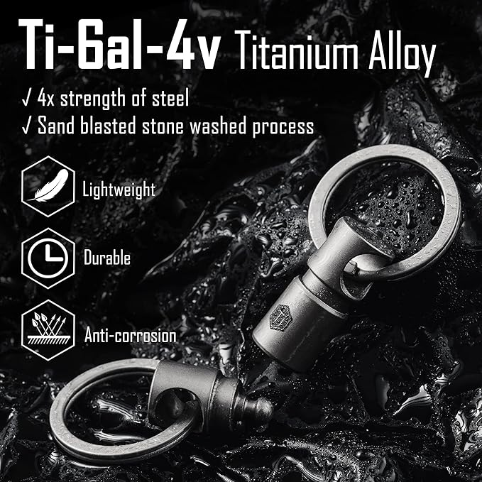 KeyUnity Detachable Key Ring Connector, Double-end Swivel Keychain Titanium Rotatable Key Organizer Linker for Carabine