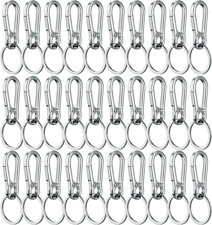 Keychain Clip Bulk with Key Ring, Heavy Duty Key Chain Holder with Stainless Steel Ring, Durable Metal Keychains