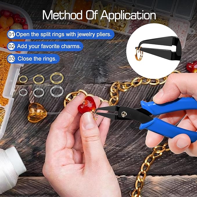 Split Ring Opener Tool Keychain Pliers for Jewelry Making,Fishing, for Bracelet Beading DIY Craft Jewelry Making Supplies