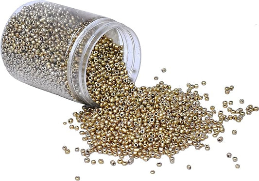 Mandala Crafts 8/0 Glass Seed Beads for Professional Beadwork, 6000 Metallic Gold Glass Beads