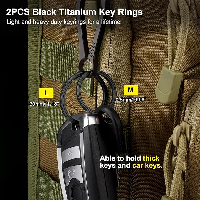 Titanium Key Rings Heavy Duty Side Push Split Key Chain Rings for Key Carabiner Quick Release Keychain Rings