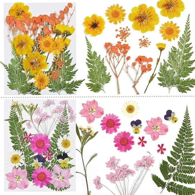 CONVELIFE Dried Flowers for Resin, 68pcs Bulk Real Natural Pressed Flowers for DIY Art Crafts, Epoxy Jewelry, Candle, Soap Making, Nails Decor, Phone Case