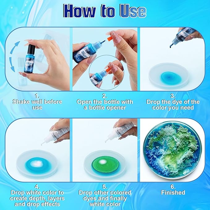 Alcohol Ink - 54 Vibrant Colors Alcohol Ink Set for Epoxy Resin, Pearl Colors Long Last Epoxy Dye for Resin Art, Tumblers, Petri Dish Making, Painting - Safe and Non Toxic - 10ml