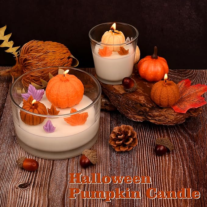 Sakolla 3D Pumpkin Candle Molds, 3 Pack Pumpkin Silicone Mold for DIY Epoxy Resin, Handmade Soap, Candle, Cake Baking