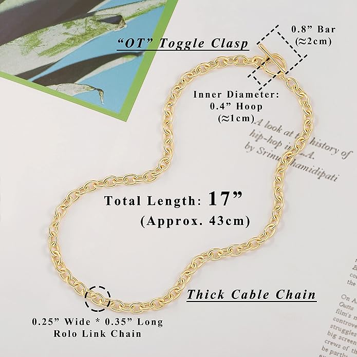 Aobei Pearl 18K Gold Plated Paperclip Chain Choker Satellite Chain Freshwater Cultured Biwa Pearl Pendant Necklace Dainty Jewelry for Women