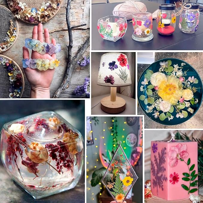 BIHRTC 100pcs Pressed Flowers Resin Flowers Real Pressed Flowers Dry Leaves Resin Decor for Scrapbooking DIY Candle Accessories Jewelry Crafts Making DIY Art Crafts Cake Decor