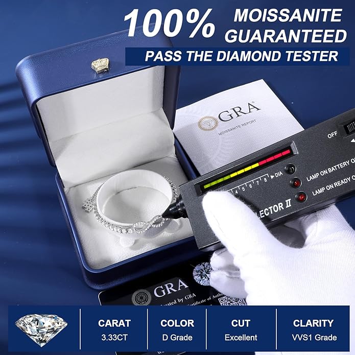 Moissanite Tennis Bracelets For Women, S925 Sterling Silver Infinity Bracelet, 3MM Width 18K Gold Plated White Gold Adjustable Bolo Bracelets- Birthday Valentines Day Gifts For Her Wife Mom