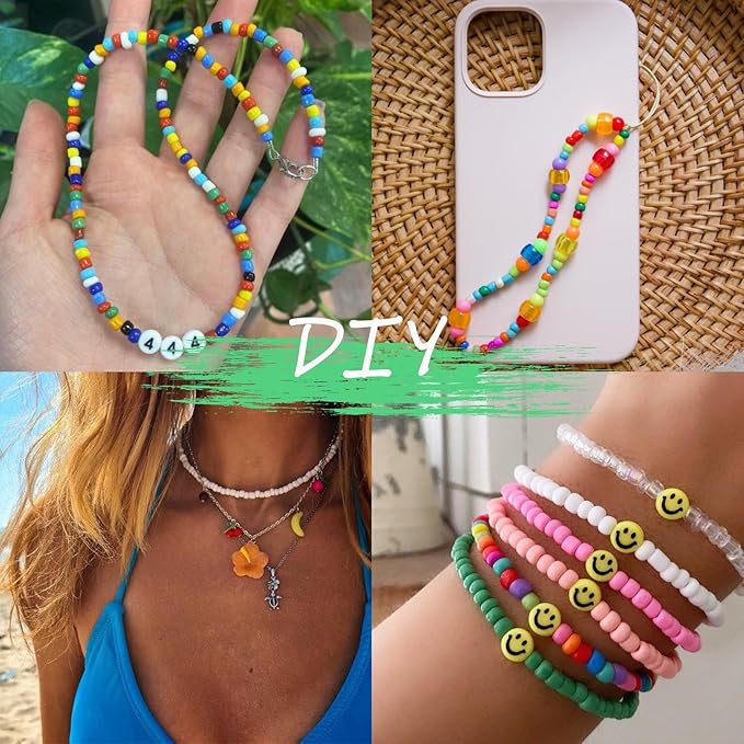 Efivs Arts 6720pcs 48 Colors 4mm Glass Seed Beads Kit with Tools and Accessories for DIY Jewelry Crafts