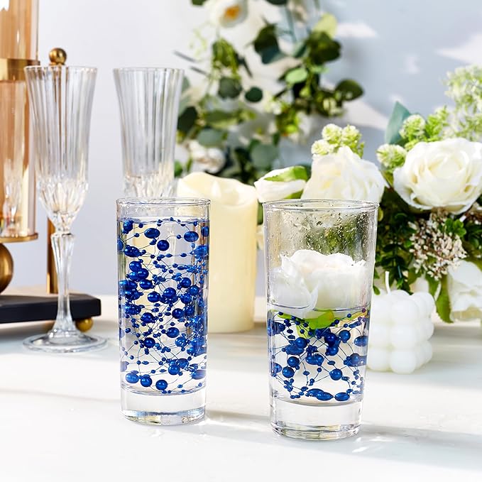 LAIDANLA 30 Pcs Blue Artificial Floating Pearls for Vases Faux Pearl Beads String for Garland Vase Filler Floating Candle Wedding Holiday Anniversary Birthday Party Table Centerpiece Vases Decor