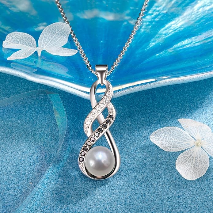 Pearl Necklaces-Birthday Anniversary Wedding Gifts for Women -Her -Mom -Wife -Girlfriend Grandma on Christmas Day Mothers Day | Valentines Romantic Gifts